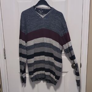 Point Zero V-Neck Sweater - Blue, Gray, Burgundy